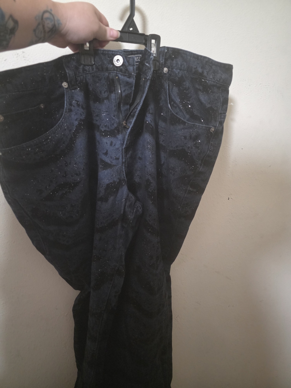 Route 66 Black Patterned Boot Cut Jeans with Sparkle Accents